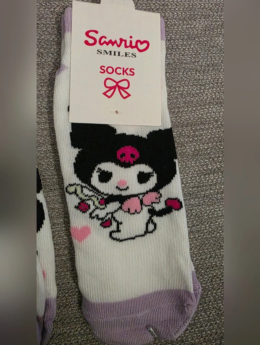 Sanrio Hello Kitty - Kuromi Character Socks -Pink, Purple, Black, White Set Of 3